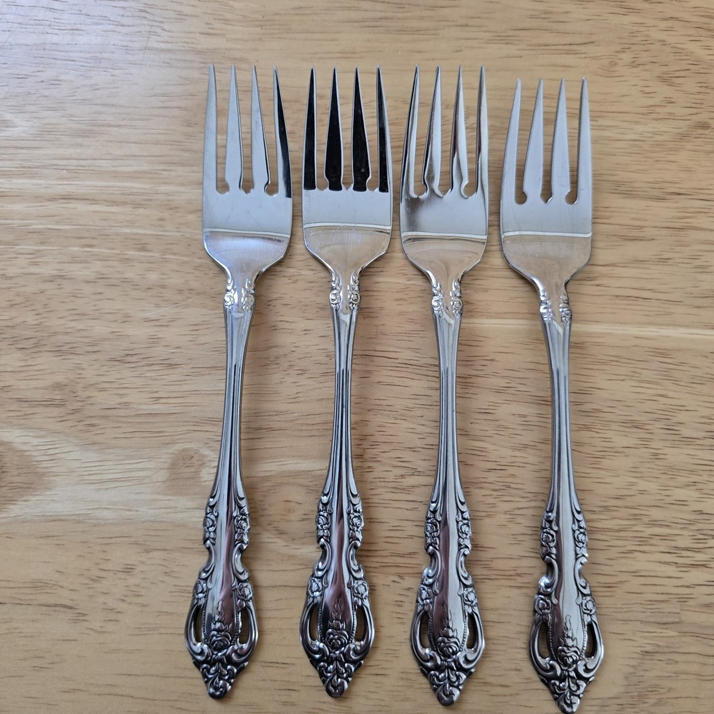 Set of 4 Oneida Community BRAHMS Stainless Salad Forks 6.75" Flatware‎